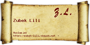 Zubek Lili névjegykártya